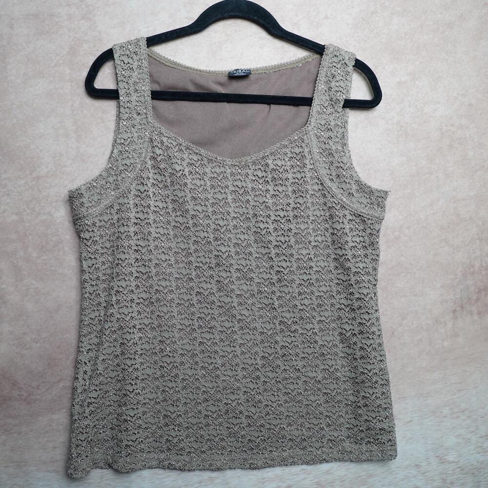 Tribal Lace Tank Top Beige XL
